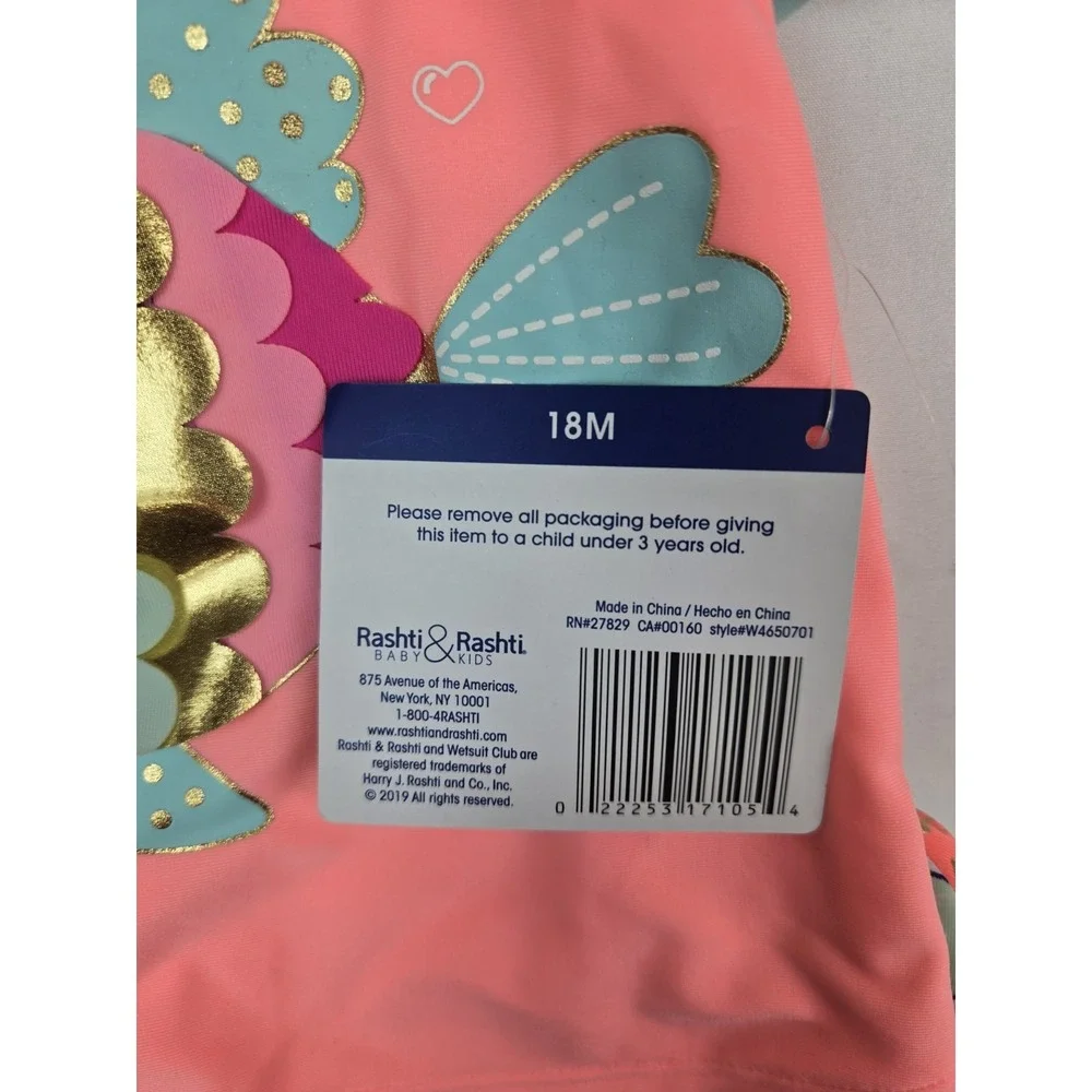 Wetsuit Club kids bathing suit girls NWT size 18M Rashti Baby fish upf50